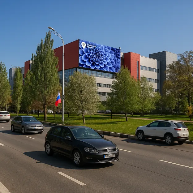 Медиафасад на ТРЦ «Европа Сити Молл» (сторона А) по адресуПросп. имени В. И. Ленина, 54Б, Волгоград
